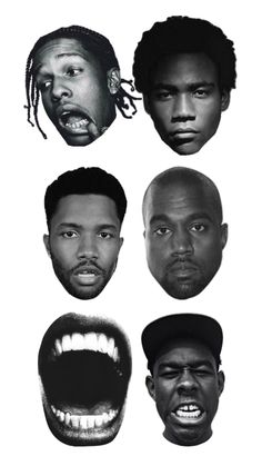 four black men with their mouths open and one has his mouth wide open, the other is