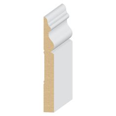 an image of a white skirting board with the corner cut out to look like it is