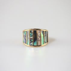 Striped Mother of Pearl Ring - Abalone Mother Of Pearl Rings, Ring Sizing Chart, Mother Of Pearl Ring, Rustic Rings, Mother Of Pearl Jewelry, Pearl Rings, Rings Collection, Pearl Jewellery, Understated Luxury