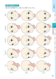 an anime character's head with different facial expressions