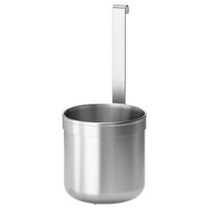 a stainless steel toilet brush holder on an isolated white background with clipping for text