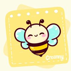 a cute little bee with the words creamy on it's chest and wings