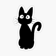 a black cat sticker on a white background