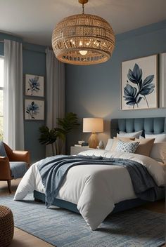 #BEAUTY, #RELATIONSHIPS #Fashion #Animals #Outfits #Winter Outfits #Animals Blue Accent Bedroom, Cozy Bedroom Blue, Blue Gray Bedroom, Blue Bedroom Walls, Blue Bedroom Decor, Bedroom Retreat, Blue Rooms, Bedroom Refresh, Blue Bedroom