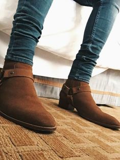 Men Handmade Jodhpur Boots, Men Brown Original Suede & Leather Formal Boots on Storenvy Wyatt Boots, Strap Boots, Quality Leather Boots, Jodhpur Boots, Custom Design Shoes, Men With Street Style, Suede Leather Shoes, High Ankle Boots, Mens Boots Fashion