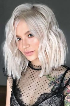 Untraditional Lob Haircut Ideas to Give a Try | LoveHairStyles.com Blonde Bob Hairstyles, Hair Catalog, Lob Haircut, Icy Blonde, Brown Blonde Hair, Blonde Bobs