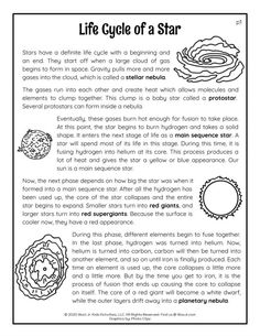 the life cycle of a star worksheet for kids to learn how to use it