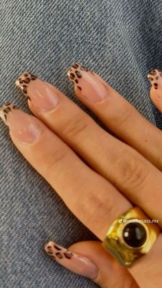 Square Cheetah Print Nails, Green Leapord Nails, Design Fall Nails, Coffin Cheetah Nails, Medium Nail Designs Fall, French Tip Nails With Cheetah Print, Short Almond Cheetah Nails, Nail Ideas That Match Everything, Black And Brown Nail Ideas