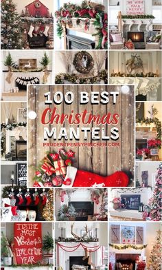 christmas mantles and mantels are featured in this collage