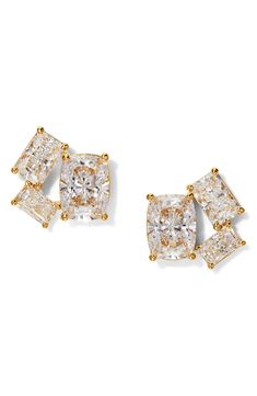 Sparkling cubic zirconia stones evoke the romantic glow of the Northern Lights on these hand-polished stud earrings that add a flash of glamour to your evening look. 1/2" diameter 18k-gold plate or rhodium plate/cubic zirconia Imported The Northern Lights, Cz Stud Earrings, Fabric Gift Bags, Fine Earrings, Keep Jewelry, Fine Jewellery Earrings, Gold Earrings Studs, Cushion Cut, Earring Necklace