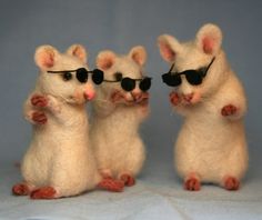 three little mice wearing sunglasses and saying, ufc judges be like