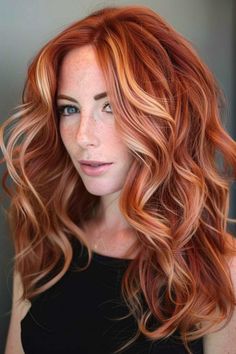 Natural Redhead Highlights, Natural Red Hair Ideas, Red Hair Color With Highlights, Red Hair For Summer, Red Hair Blonde Highlights, Summer Red Hair Color, Trendy Red Hair, Red With Blonde Highlights, Summer Red Hair