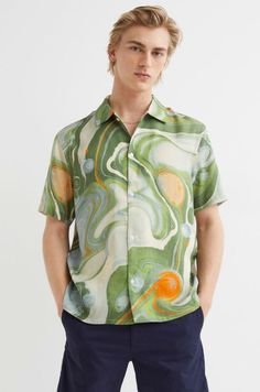 Activewear Photoshoot, Mens Inspo, Miami Shirt, Festival Outfits Men, Hand Painted Dress, Half Shirts, Rayon Shirt, Shirt Store