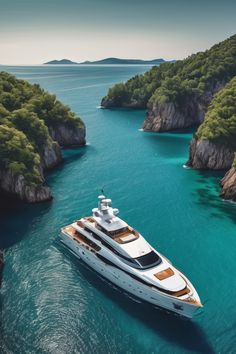 a large white boat in the middle of some water