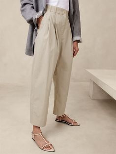 Avila Barrel-Leg Pant | Banana Republic Cheap Ankle-length Workwear Pants, Wide Leg Ankle Pants Shoes, Luxury Knee-length Bottoms For Workwear, Banana Republic Tencel Pants, Culotte Pants Shoes, Chic Cheap Workwear T-shirt, Shoes For Pixie Pants, Banana Republic Barrel Jeans, Lora Jane Pants