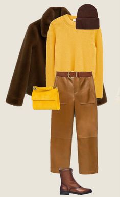 Mustard Color Combinations Outfit, Yellow And Brown Outfits, Casual Jacket Outfit, Yellow Sweater Outfit, Wardrobe Essentials For Women, I Love Christmas, Winter Wardrobe Essentials