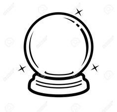 a black and white drawing of a snow globe with stars around it stock photo, images and