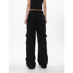 Non-stretch Cotton Cargo Pants For Streetwear, Hip Hop High Waist Black Jeans, Black Straight Leg Utility Cargo Jeans, Trendy Black Cotton Cargo Pants, High-rise Black Bottoms With Hip Pockets, Black High Rise Bottoms With Hip Pockets, Black High-rise Bottoms With Hip Pockets, Black Wide Leg Hip Hop Jeans, Black Full-length Cargo Jeans For Streetwear