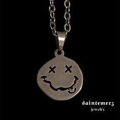 "The smiley face necklace! This listing is for 1 (ONE) necklace only. If wish for more than one, please select quantity. - High Quality Polished Charm - 100% Stainless Steel Chain (Charm & Chain) - Water Resistant! No worries about fading or rusting. Please choose desired chain style correctly. Oval Style: 18\" Box Style: 18\" This necklace is perfect matching for any outfit! Featuring a high quality shine makes the perfect eye-catching accessory for your collection." Smiley Face Necklace, Face Pendant, Clown Faces, Silver Clay, Scene Outfits, Face Necklace, Charm Chain, Perfect Eyes, Unisex Necklace