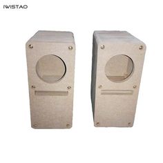 two large speakers sitting side by side on top of each other in front of a white background