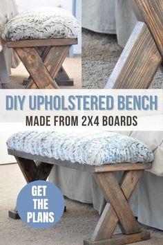 the diy upholstered bench made from 2x4 boards is easy to make