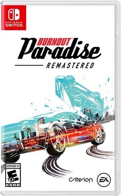 the cover art for burnout paradise remastered, with an image of a car