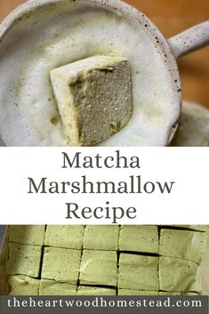 matcha marshmallow recipe with text overlay