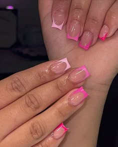 Short nails/frenchie appreciation 😮‍💨💞 Frenchies Nails Short, Purple French Tip Short Nails, Short Square French Tip Acrylic Nails Purple, Pink On Pink Short French Tip, Short Frenchies With Designs, Short Pink Frenchies, Short Frenchies, Natural Nail Designs