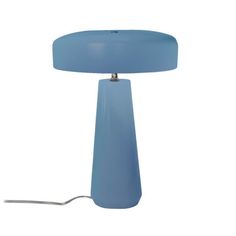 a light blue table lamp on a white background