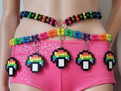 Perler Belt Chain, 3d Kandi Patterns, Sullivan King Kandi, Kandi Lighter Holder, Pride Kandi Bracelets, Rave Belt, Mushroom Belt, Kandi Belt, Kandi Harness