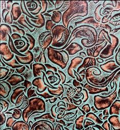 Roses Turquoise/Brown Embossed Leather | Your Western Decor Leather Cuts, Turquoise Leather, Western Leather, Leather Sheets, Western Decor, Leather Pieces, How To Make Earrings, Leather Items, Leather Earrings