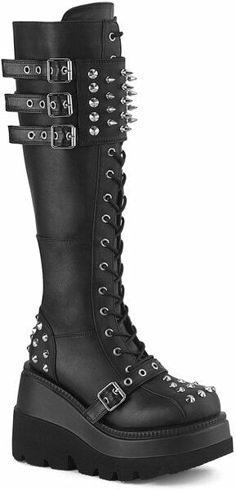 Boots With Spikes, Gothic Oc, Combat Shoes, High Platform Boots, Knee High Platform Boots, Painted Canvas Shoes, Rock Boots, Gothic Boots, Goth Boots