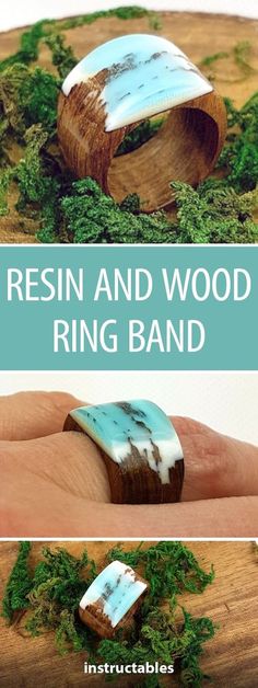 the ring is made out of wood and has moss growing on it