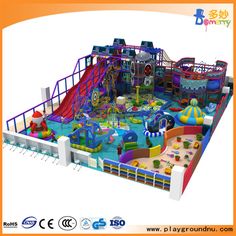 an inflatable water park with slides and play ground for children to play on