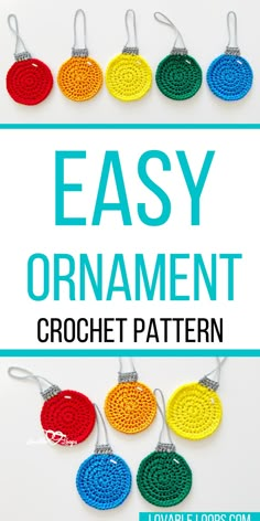 crochet pattern for easy ornament ornaments with text overlay that says easy ornament crochet pattern