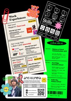 an image of a child's work experience brochure with information cards and stickers