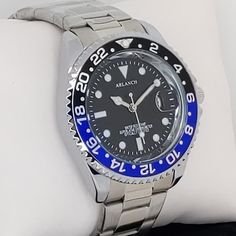 Men's Diver Style Watch Batman Bezel Stainless Bracelet 40mm Fossil Watches For Men, Diver Watch