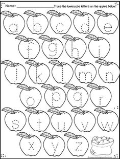 an apple alphabet worksheet with the letter n in it's upper and lowercase