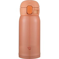 thermos bottle is pink with an orange lid