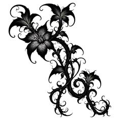 a black and white floral design on a white background