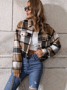 Long Sleeve Outerwear, Single Breasted Coat, Saint John, Casual Vest, Single Breasted Jacket, Plaid Fashion, Plaid Jacket, Look Casual, Long Shirt