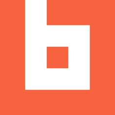 the letter b is white on an orange background