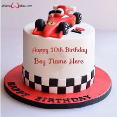 Birthday Cake for 10 Year Old Boy with Name 10th Birthday Cakes For Boys, Cake Name Edit, Best Wishes Birthday, Happy Anniversary Photos, Birthday Wishes With Name