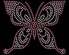 a butterfly made up of small pink dots on a black background with the word love written in