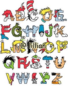 the alphabet is made up of different cartoon characters and letters, including one for each letter