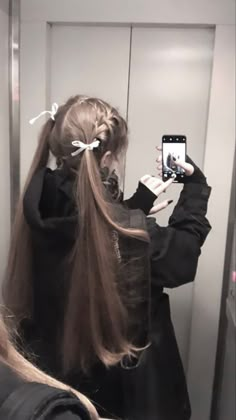 Formal Hairstyles For Layered Hair, Fanasty Outfits, Cute Fancy Hairstyles, Kawaii Hairstyles Long, Cute Hairstyles Aesthetic, Valentines Hair, Bun Braid, Hairstyle Inspo, Kawaii Hairstyles