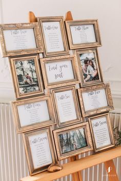 a wooden easer with pictures on it and the names of each frame in them