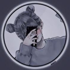 a drawing of a person holding a cell phone up to their face and taking a selfie