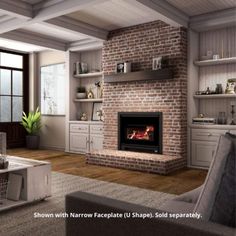 Osburn Inspire 2000 Wood Insert Wood Fireplace Insert, Wood Fireplace Inserts, Exposed Brick Fireplaces, Fireplace Walls, Red Brick Fireplaces, Brick Fireplace Makeover, Fireplace Built Ins, Wood Insert, Fireplace Insert