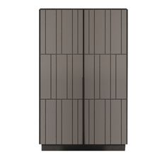 a tall gray cabinet with four doors